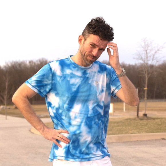 American Eagle AE Outfitters ACTIVE FLEX t-shirt Blue Tie Dye Pattern - LG - Picture 4 of 5